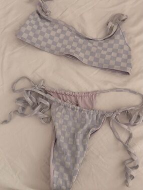 Frankie's Bikinis Lavender Check Tie-Side Bikini